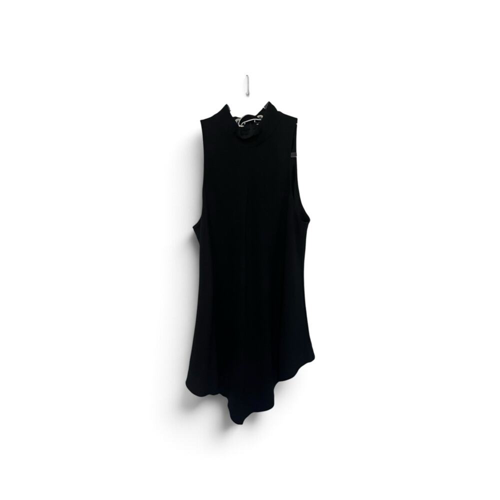 Proenza Schouler Blouse Womens 8 Black Tunic Top Sleeveless Asymmetrical Hem Tie